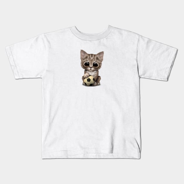 Cute Kitten With Football Soccer Ball Kids T-Shirt by jeffbartels